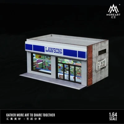 MoreArt 1/64 Diorama Car Parking Lot Model LED Lighting Lawson Convenience Store - Image 1 of 2