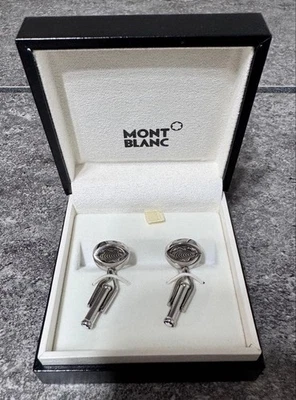 Montblanc Gemelos Reversibles Plata Redonda Bola Estrella de Retorno Caja Acero Inoxidable Foto 1 de 4
