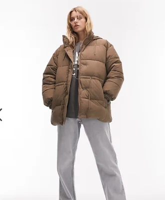 TOPSHOP Chaqueta acolchada de cintura con corbata de longitud media talla grande seta UK 8 US 4 NUEVA CON ETIQUETAS Foto 1 de 4