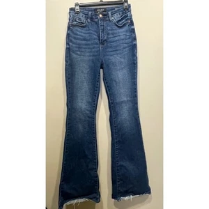 Jeans Judy Blue para mujer 7/28 cintura alta control top acampanado dobladillo crudo elástico denim - Imagen 1 de 7