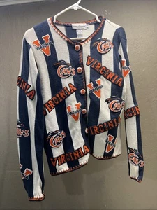 Vintage Virginia Cavaliers Cardigan Sweater Vest Womens Medium Castles Sport - Picture 1 of 6