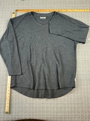 Camisa Magellan Para Mujer Gris Acanalada Calce Novio Manga Larga Talla 2X Foto 1 de 4