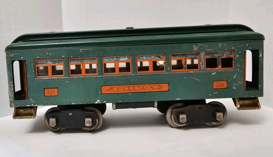 Lionel Prewar Standard Gauge 339 Pullman Coach, Peacock Green Orange - Nice - Image 1 of 4