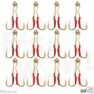 24 Size 3/0 Gold 4x Assist Hook for Vertical speed Knife Butterfly Jig Fish WOW! - Picture 1 of 4
