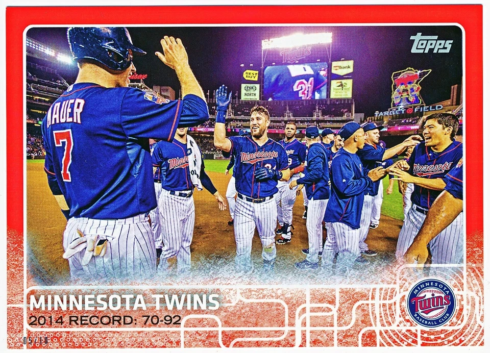 2015 Topps Minnesota Twins Red 5x7 Complete 26 Card Team Set All #d (05/10) - Image 1 of 2