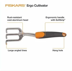 2-Pack Fiskars Ergo Handle Cultivator - Heavy Duty Gardening Hand Tool - Unused - Picture 1 of 7