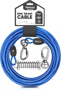 Dog Tie-Out Cable up to 250Lbs -30Ft Heavy Duty Pet Tether for Yard Camping 5Mm - Picture 1 of 11