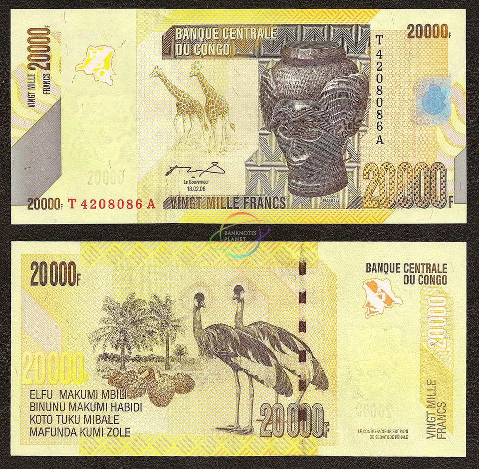 CONGO D.R. 20,000 20000 Francs 2006 P-104 UNC Uncirculated - Image 1 of 1