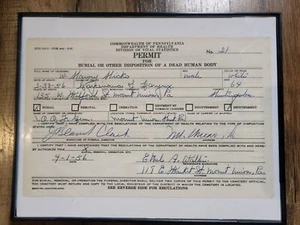 Extraño Fellows Funeral Cementerio Entierro Cuerpo Extracción Permiso Funerario COD IOOF Ataúd - Imagen 1 de 8