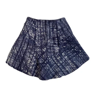Minifalda de lana geométrica abstracta tallada talla 34/US 2 azul marino y blanco línea A - Imagen 1 de 7