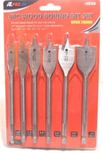 PALA PERFORADORA DE MADERA 6 PIEZAS. BITS DE CAMBIO RÁPIDO APROX. 6" pulgadas de largo - Imagen 1 de 2