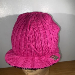 Playboy Pink Brimmed Beanie Cable Knit Hat With Playboy Metal Logo Pin RARE - Picture 1 of 15