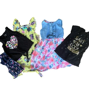 Girl's Clothes Size 4 / 4T Lot of 5 Pieces 2 Shirts 1 Dress Nightgown PJ Pants - Picture 1 of 19