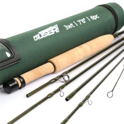 Cruiser Travel Fly Fishing Rod 2/3/4wt 7'6'' 6Pcs Fast Action IM10 Carbon Blank - Image 1 of 4