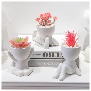 3PCS Human-Shaped Potted Artificial Plants Office Decor for Women and Men Sma... - Picture 1 of 8