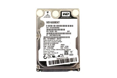 HP WD1600BEKT-66F3T2 160GB 2.5" 3Gb/s 7.2K RPM SATA Hard Drive P/N: 531291-001 - Image 1 of 3