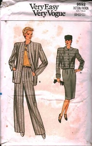 9692 Vintage Vogue Sewing Pattern Misses Jacket Pants Skirt 1980s Sew UNCUT OOP - Picture 1 of 2
