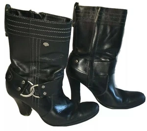Stivali in pelle Harley Davidson donna 9,5 cerniera laterale 85050 tacchi alti moto - Foto 1 di 12