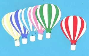 Hot Air Balloon Die Cuts -4" tall LAYERED, 3 pc. Scrapbooking, Greeting Card - Picture 1 of 4