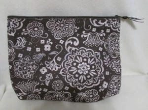 Thirty One ~ Cosmetic Bag ~ Brown And Cream ~Floral Print~  - Picture 1 of 4
