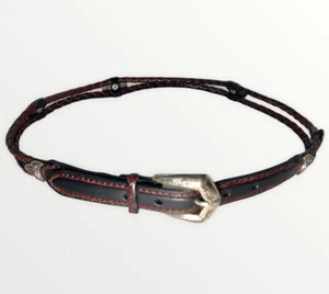 Brighton Black Brown Braided Leather Belt M 30 - Picture 1 of 7