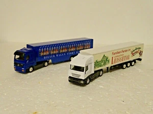 LOT DE 2 CAMIONS SEMI-REMORQUES PUBLICITAIRES   ÉCHELLE HO   N°77 - Picture 1 of 3