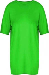 Women Short Sleeve Oversized Baggy Tunic Top Ladies Loose Fit Pullover Dress - Picture 1 of 19