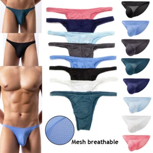 Men Sexy Seamless Briefs Panties Pouch Mesh Ultra-thin Underwear Solid Low Rise⇘ - Picture 1 of 19