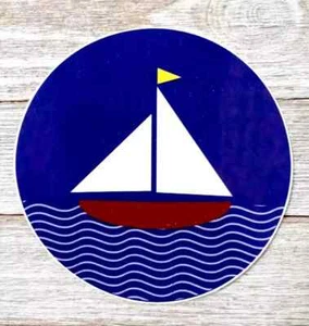 ship boat nautical wall safe sticker blue 7.5 inch - Picture 1 of 2