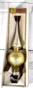 Vintage mundgeblasenes Glas Gold Silber Glitzer Weihnachtsbaumspitze Kmart 11 Zoll - Bild 1 von 12