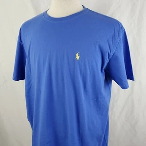 Polo Ralph Lauren T-Shirt Herren Large Rundhals S/S blau gelb, Pony Logo RL - Bild 1 von 7