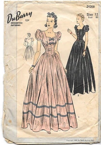 Vtg Lace Up Front DuBarry Formal Evening Dress Sewing Pattern 2426 Bust 30 - Picture 1 of 3
