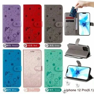 Leather Cat Bee Card Wallet Flip Phone Case For Samsung A51 A71 A50 A31 A11 A20E - Picture 1 of 37