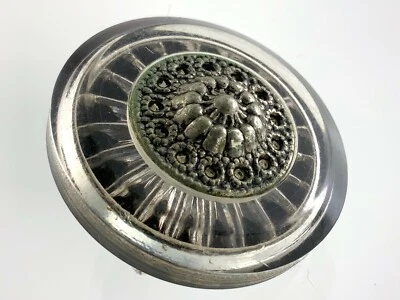 Bakelite With Lucite Black Color Garment Button 1.1in Wheel Pattern 326B - Image 1 of 4