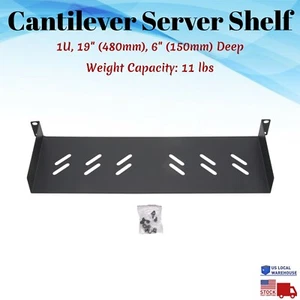 1U 19" Server Shelf Tray Vented Rack Mount Cantilever 6" Deep Depth Network - Picture 1 of 7