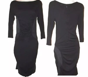 SIMONA BARBIERI Black Long sleeve Dress ruched pencil Medium - Picture 1 of 7