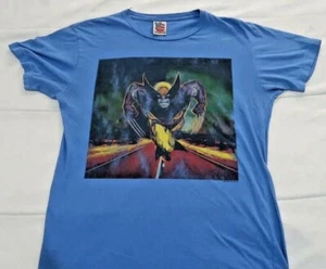 Vintage Marvel Comic X-men Wolverine Blue Distressed TShirt Size Small S - Picture 1 of 3