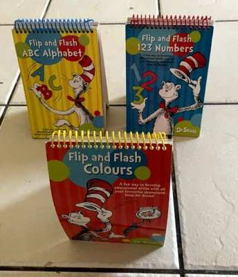Dr Seuss Flip & Flash Card Book X3 ABC Alphabet 123 Numbers & Colours wipe clean - Image 1 of 4