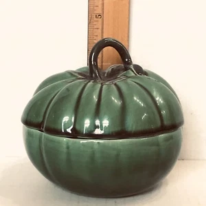 Secla MAJOLICA Kürbis Schmuckschatulle mit Deckel grün Portugal Bonbonschale Bonbon GESCHENK - Bild 1 von 10