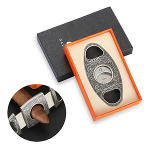 Cortador de cigarros Galiner tamaño bolsillo acero inoxidable doble hoja tijera plateada - Imagen 1 de 9