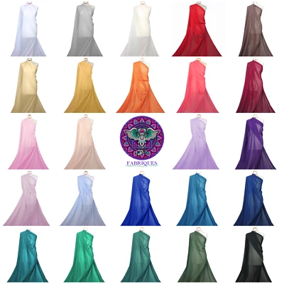 Chiffon Sheer Fabric Plain Soft Lightweight Polyester Woven Dressmaking Material - Image 1 of 4