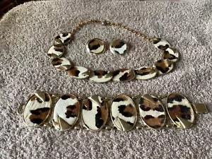 FAUX 4 PIECE TIGER SKIN DESIGN NECKLACE,EARRINGS & BRACELET - Picture 1 of 2