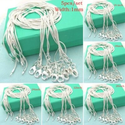 10Pcs Wholesale 925 Silver Snake Chain Necklace Pendant Jewelry Women Men New - Image 1 of 4