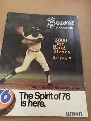 Padres at Atlanta Braves 1970 MLB Baseball Program Scorecard 9/22 Hark Aaron - Image 1 of 4