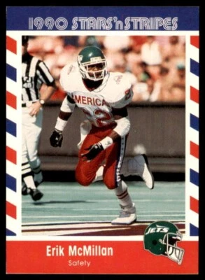 1990 STARS' n STRIPES FOOTBALL CARD FIRST EDITION #6 ERIK MCMILLAN NEW YORK JETS - Image 1 of 2