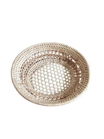 woven rattan basket candy Thai snack round Tray Cover