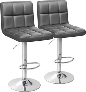 Homall Bar Stools Modern PU Leather Adjustable Swivel Barstool, Armless,Set of 2 - Picture 1 of 8