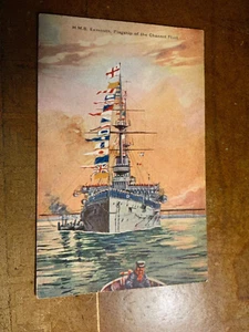 Antikes PC BRITISCHES MARINE SCHLACHTSCHIFF HMS Exmouth Kanalflotte FLAGGSCHIFF - Bild 1 von 2