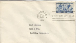 1952 FDC  SC# 1010 Lafayette & Flags of US & France - Picture 1 of 1