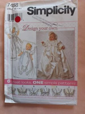 Simplicity 7488 Babies Christening Gown, Coat & Bonnet Pattern Size 7-24 lbs - Image 1 of 2